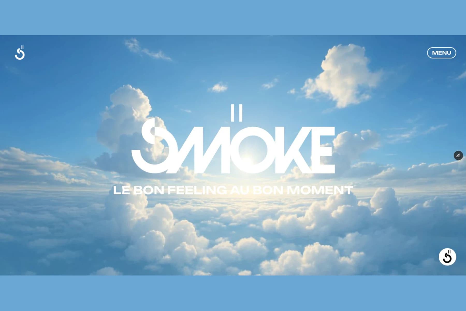 SMÖKE homepage logo over its time-synchronised cloud background